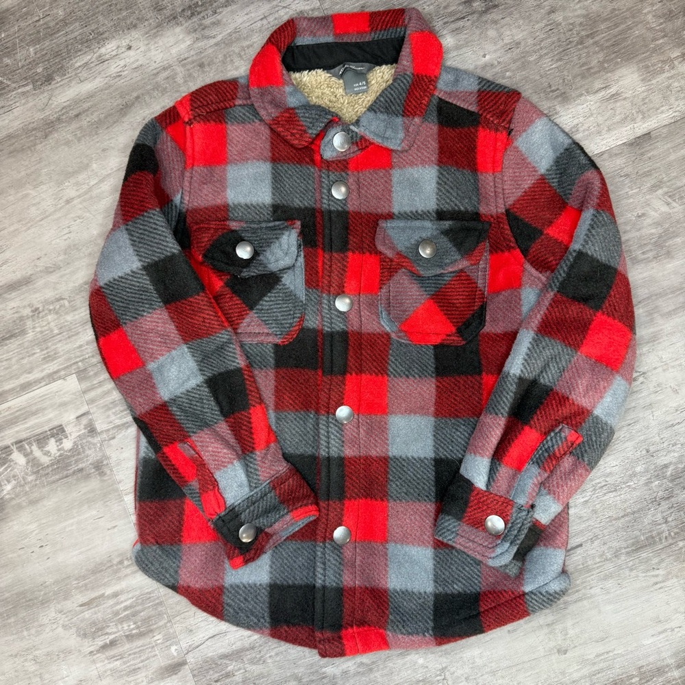 Eddie Bauer Kids Red and Gray Plaid Shirt Size‎ 4/5